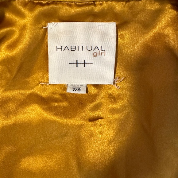 Girls habitual girl vegan leather biker jacket- mustard yellow 7/8 - Picture 3 of 4